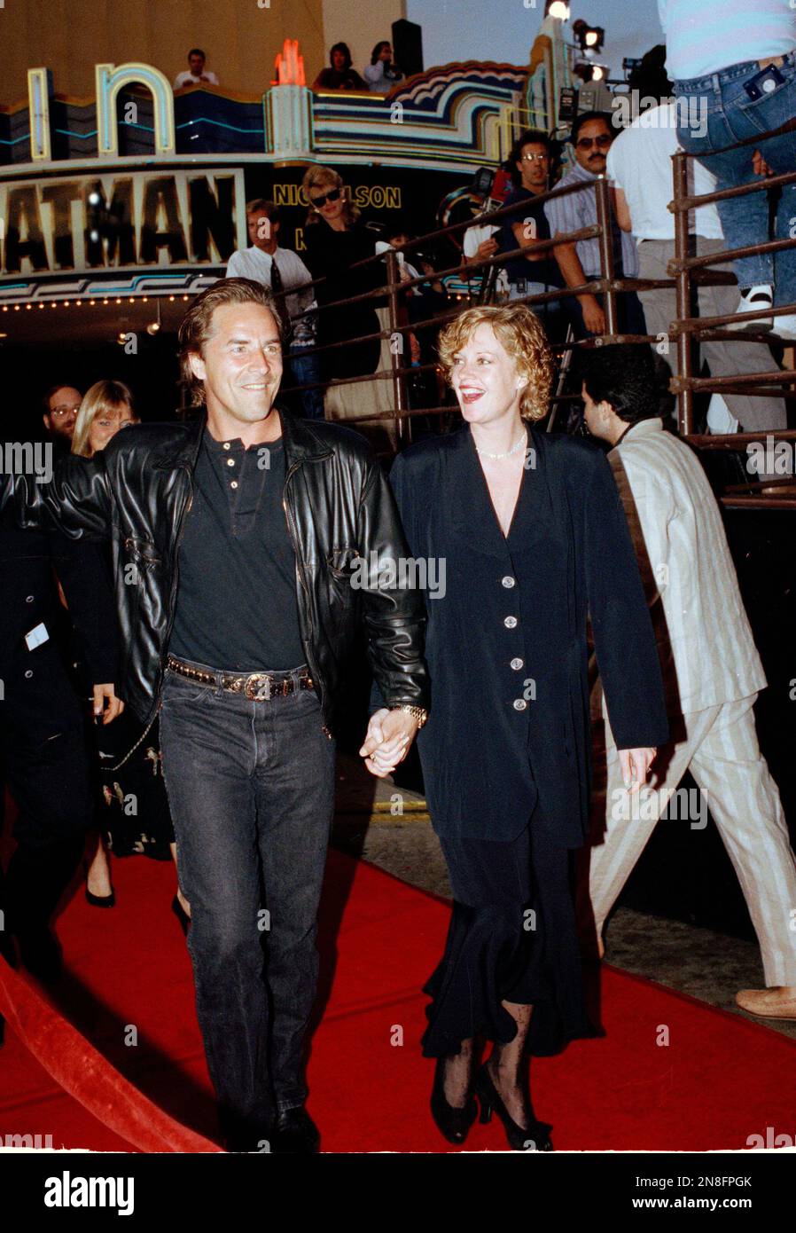 Actor Don Johnson and actress Melanie Griffith arrive for the Batman premiere at Westwood Calif. June 19 1989. AP Photo Kevork Djansezian Stock Photo Alamy