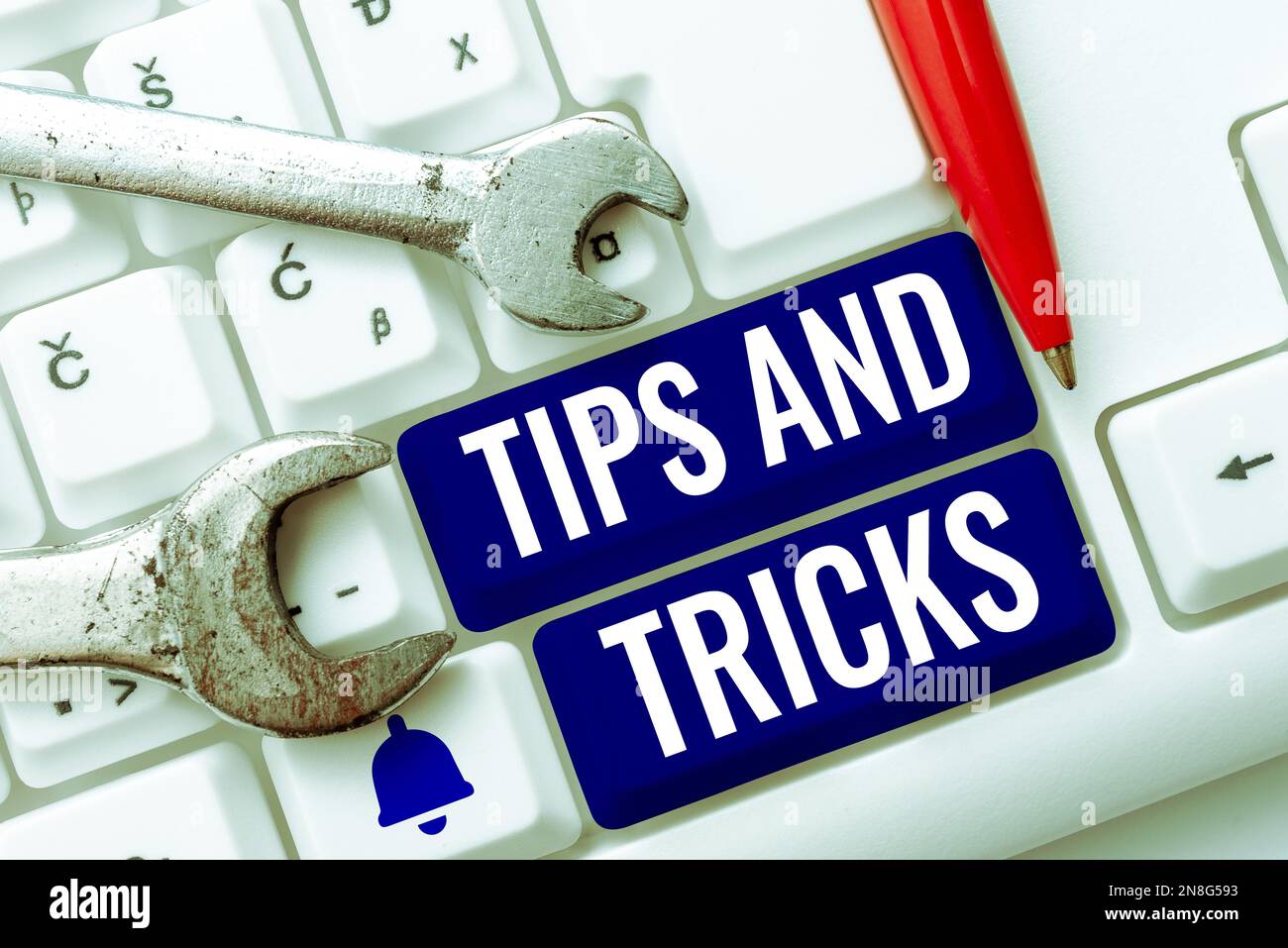 Text caption presenting Tips And Tricks. Word for helpful advices that