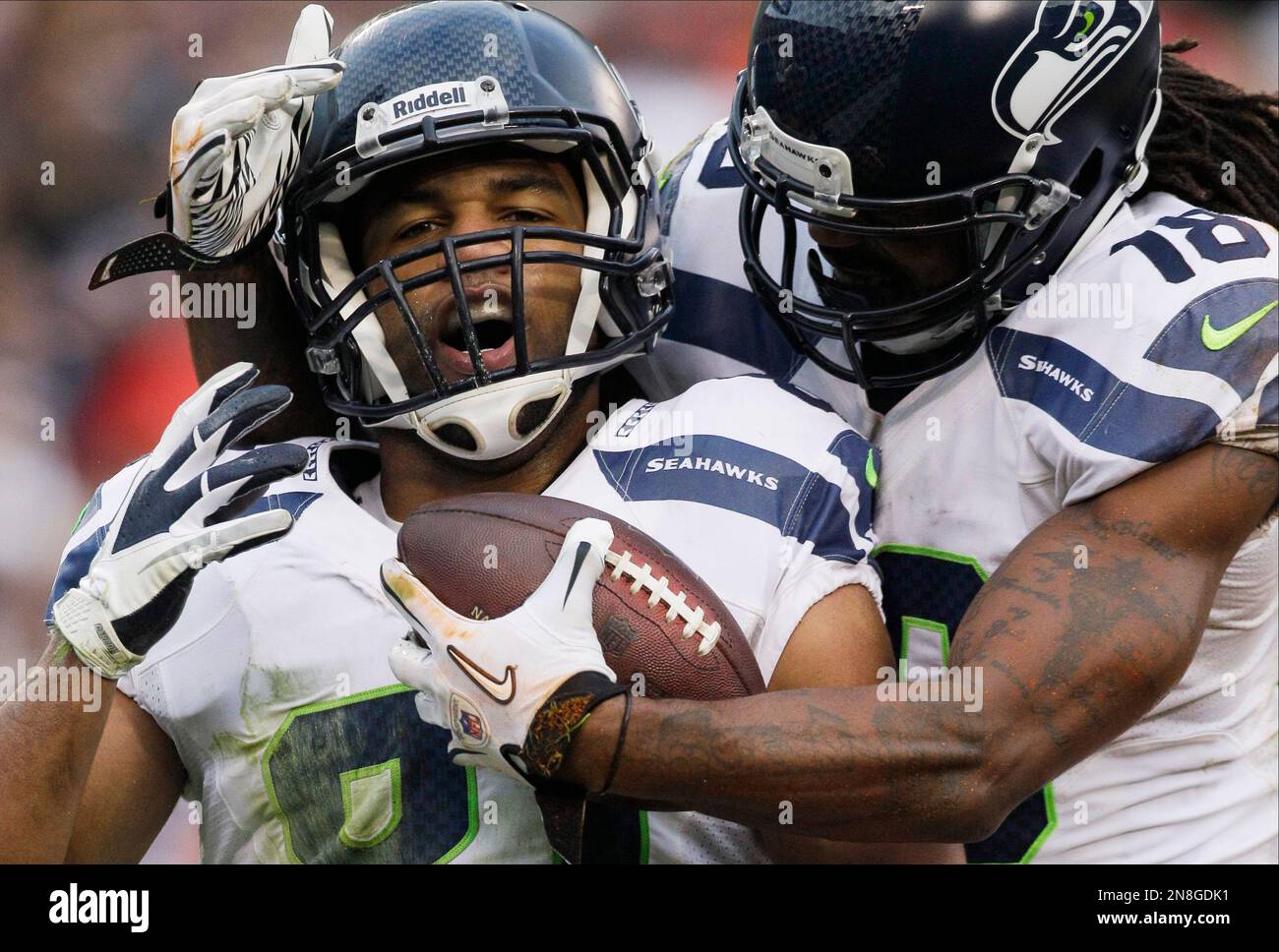 Seattle Seahawks wide receiver Golden Tate (81) celebrates with ...