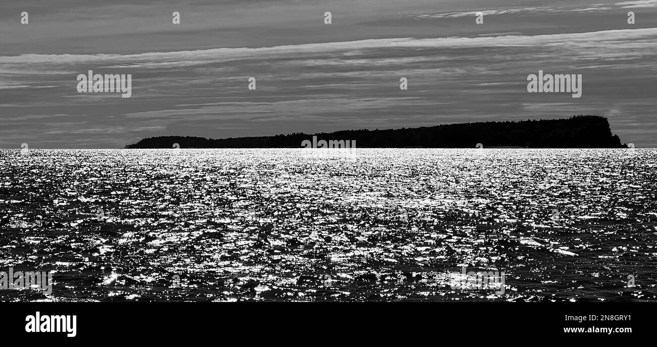 An island in the Atlantic Ocean along the coast of Maine Stock Photo