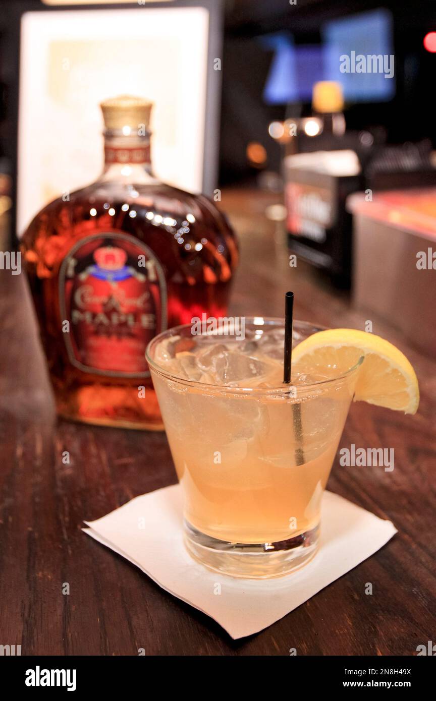 A drink made with Crown Royal Maple Finished is seen at the Crown Royal