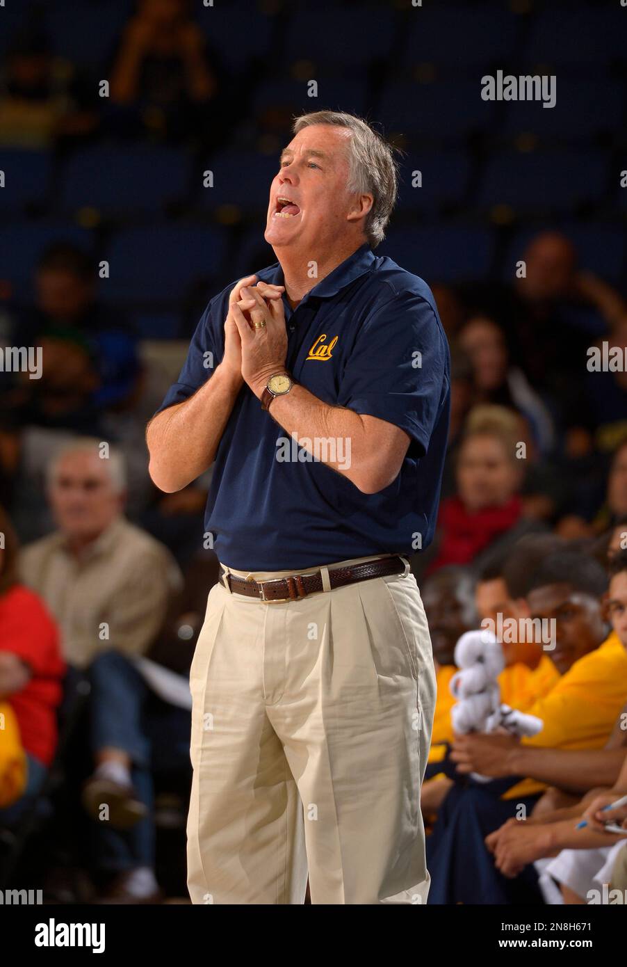 California head coach Mike Montgomery yells to his team during the