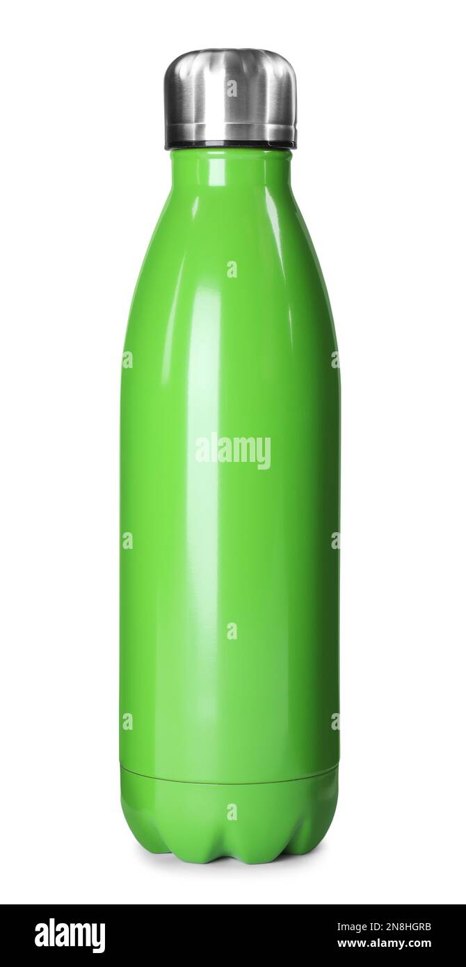 Modern green thermos bottle isolated on white Stock Photo Alamy
