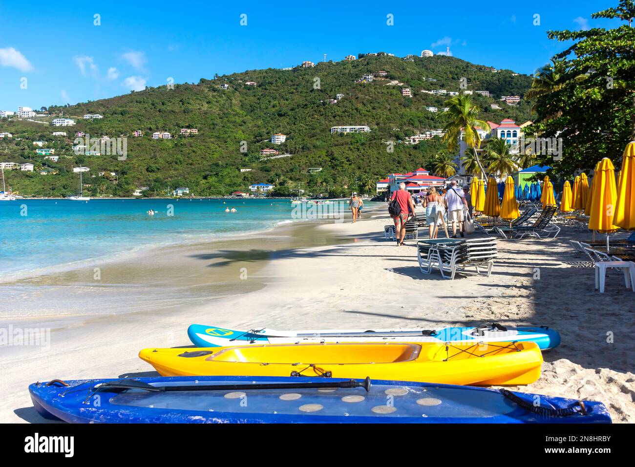 Beach resort view, Cane Garden Bay, Tortola, The British Virgin Islands (BVI), Lesser Antilles, Caribbean Stock Photo