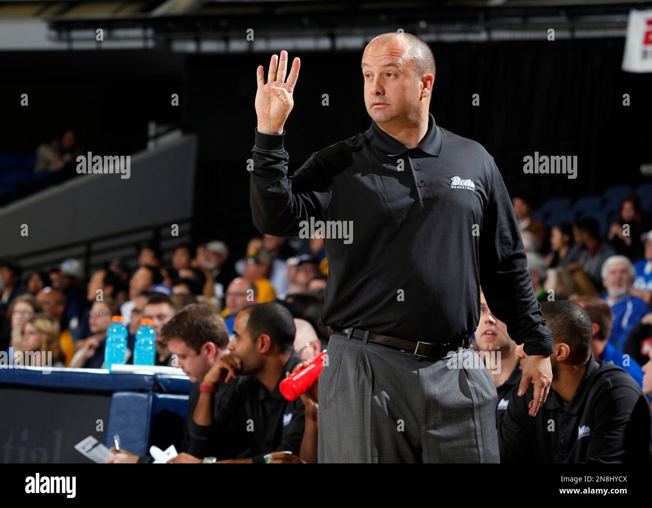 Drake head coach Mark Phelps on the sidelines against California during