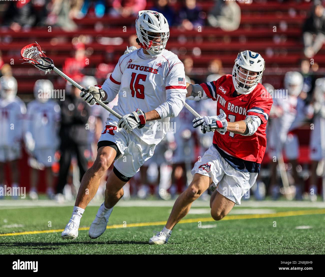 February 11, 2023 Rutgers midfielder Justin Kim (16) looks to make a