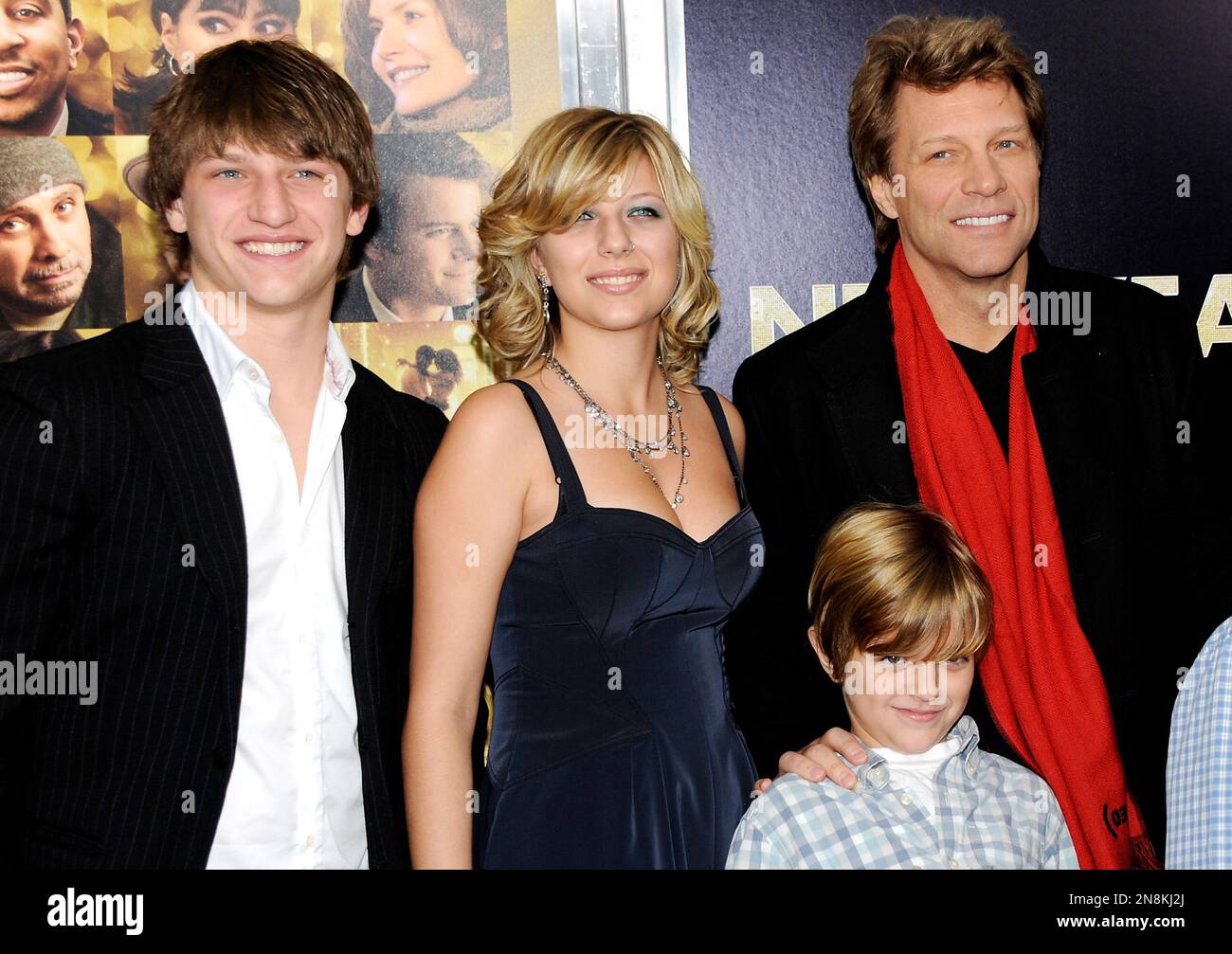 Singer and actor Jon Bon Jovi poses with his children Stephanie, Jesse