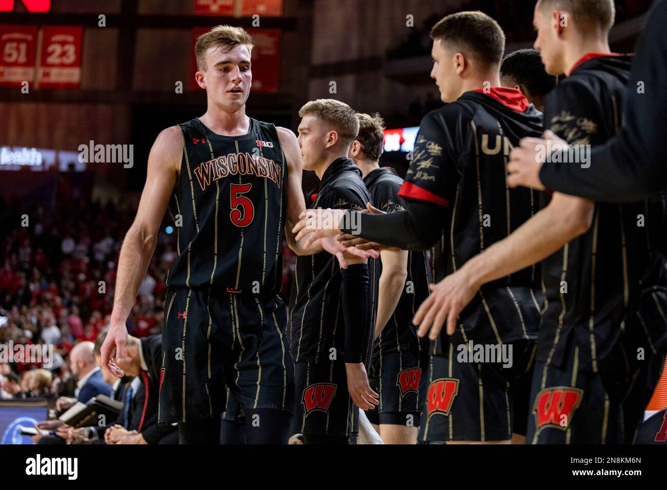 Wisconsin's Tyler Wahl (5) fouls out against Nebraska in overtime