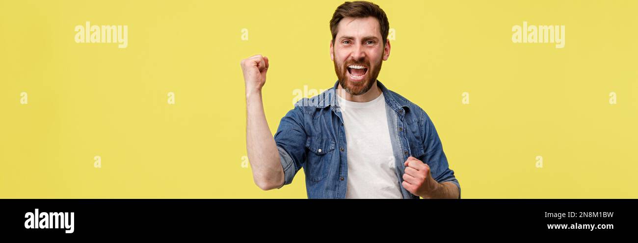 Excited business man raise hi-res stock photography and images - Alamy