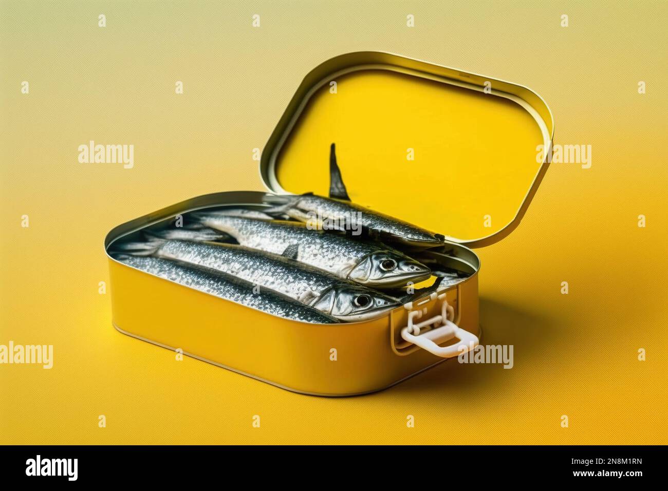 Can of sardines, isolated in estudio, rich in omega 3 fatty acids and