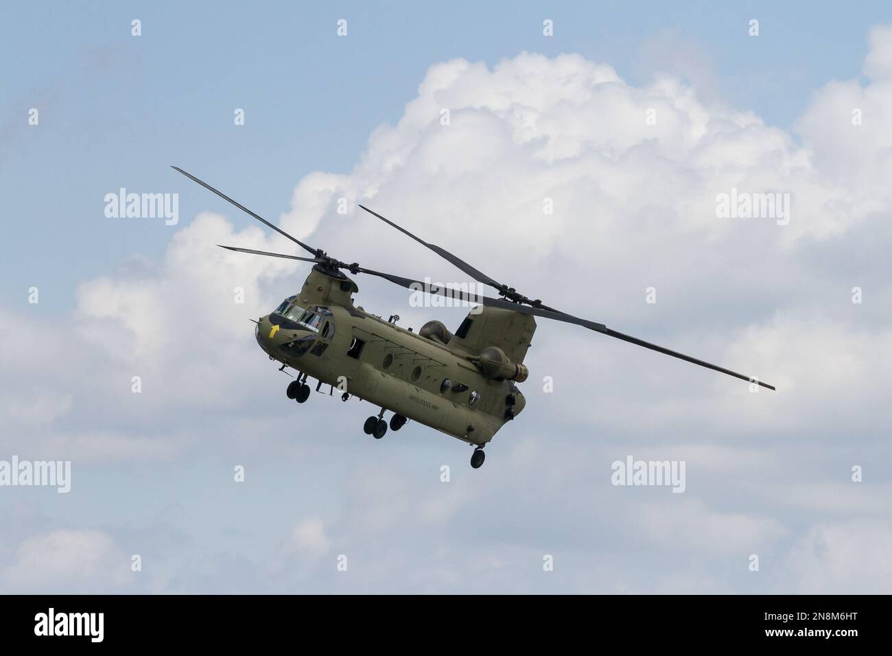 A Boeing CH 47 Chinook helicopter with the United States Army  at Yokota Airbase, Fussa, Tokyo, Japan. Stock Photo