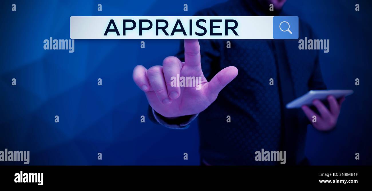 Handwriting text Appraiser. Business idea person that estimates the monetary value of goods, determines the worth of assess Stock Photo