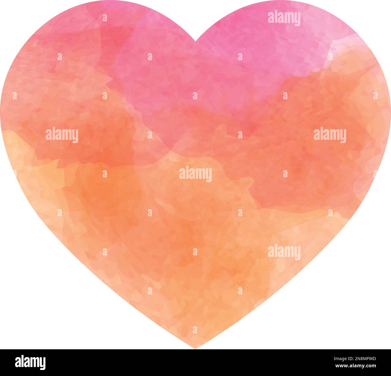 Pink heart with watercolor texture design. Simple flat vector ...