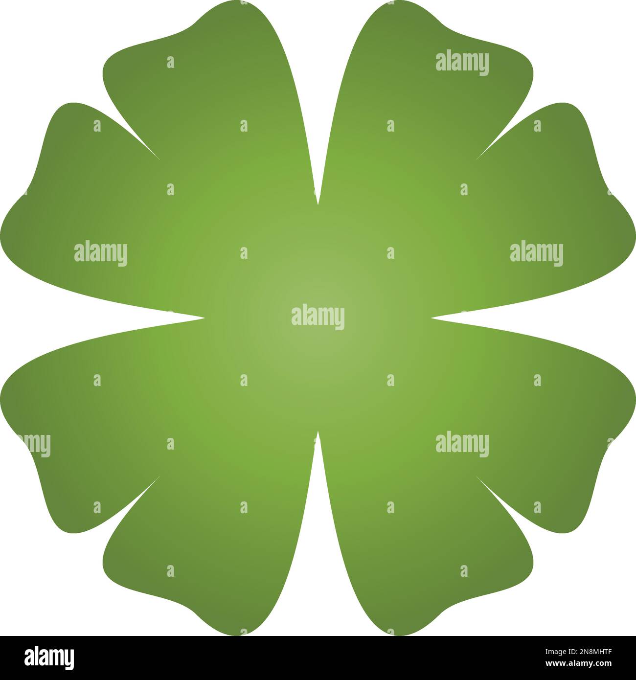 Shamrock green gradient four leaf clover icon. Good luck theme design