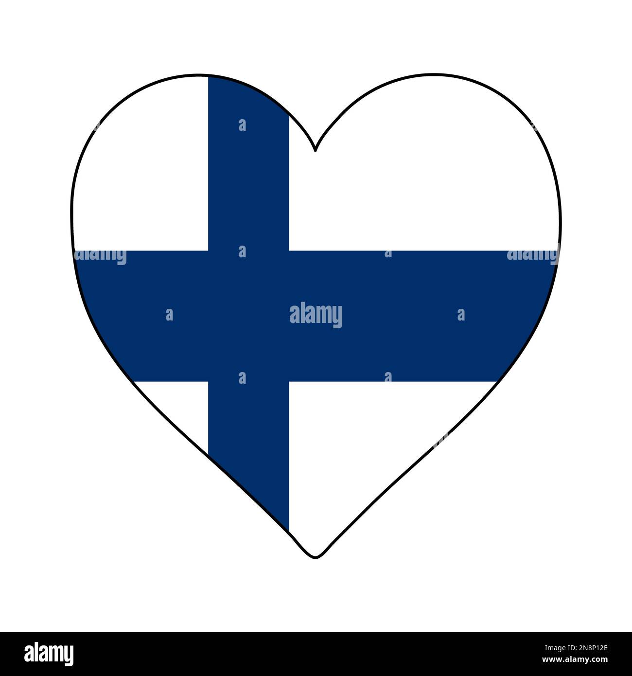 Finland Heart Shape Flag. Love Finland. Visit Finland. Northern Europe. Europe. European Union. Vector Illustration Graphic Design. Stock Vector