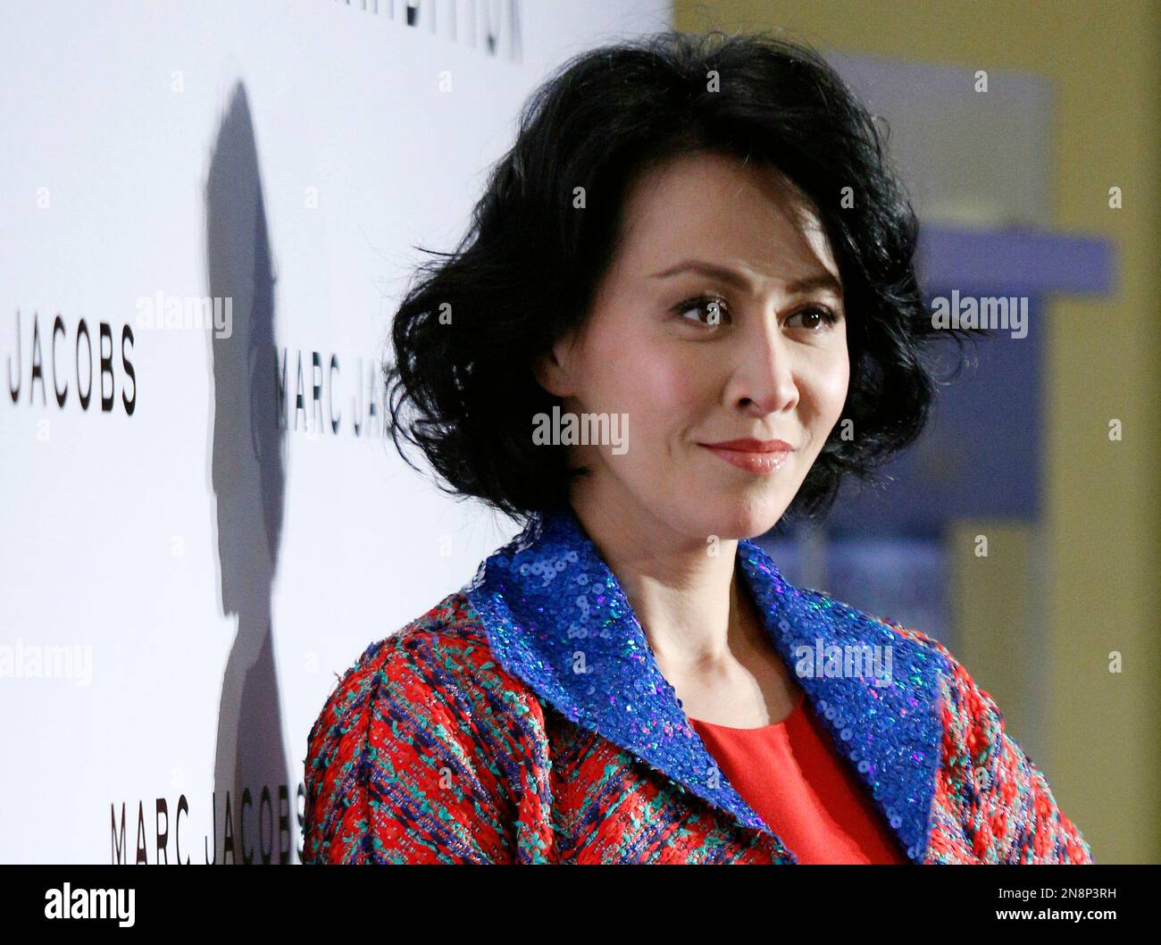 Hong Kong actress Carina Lau Kar-ling poses during a fashion exhibition ...