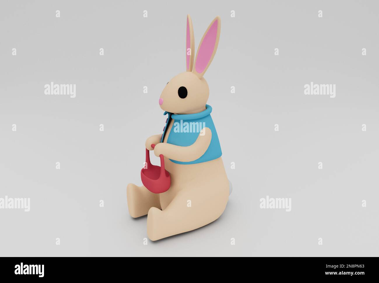 easter rabbit bunny minimal 3d rendering on white background Stock ...