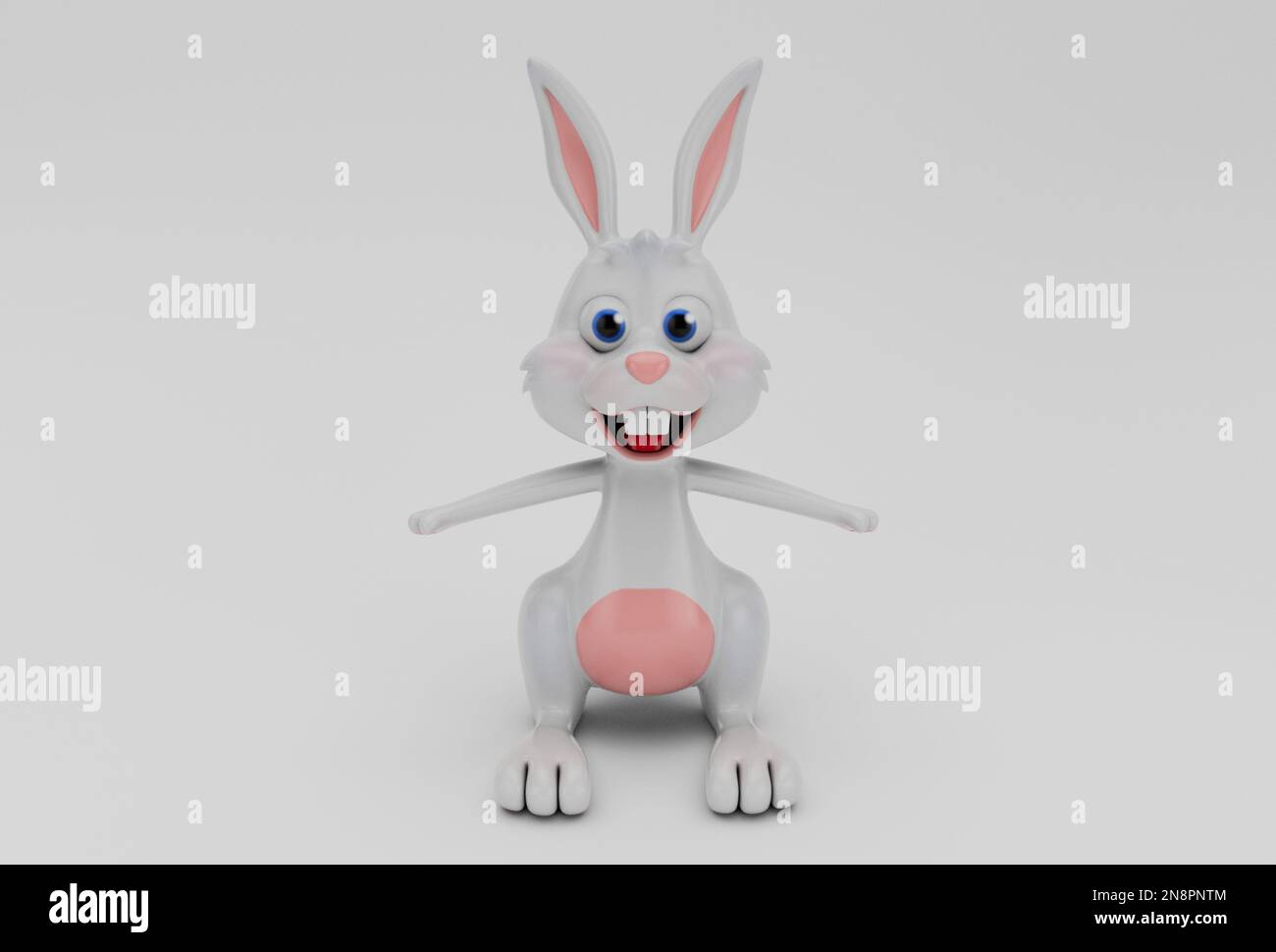 Easter bunny rabbit minimal 3d rendering on white background Stock ...