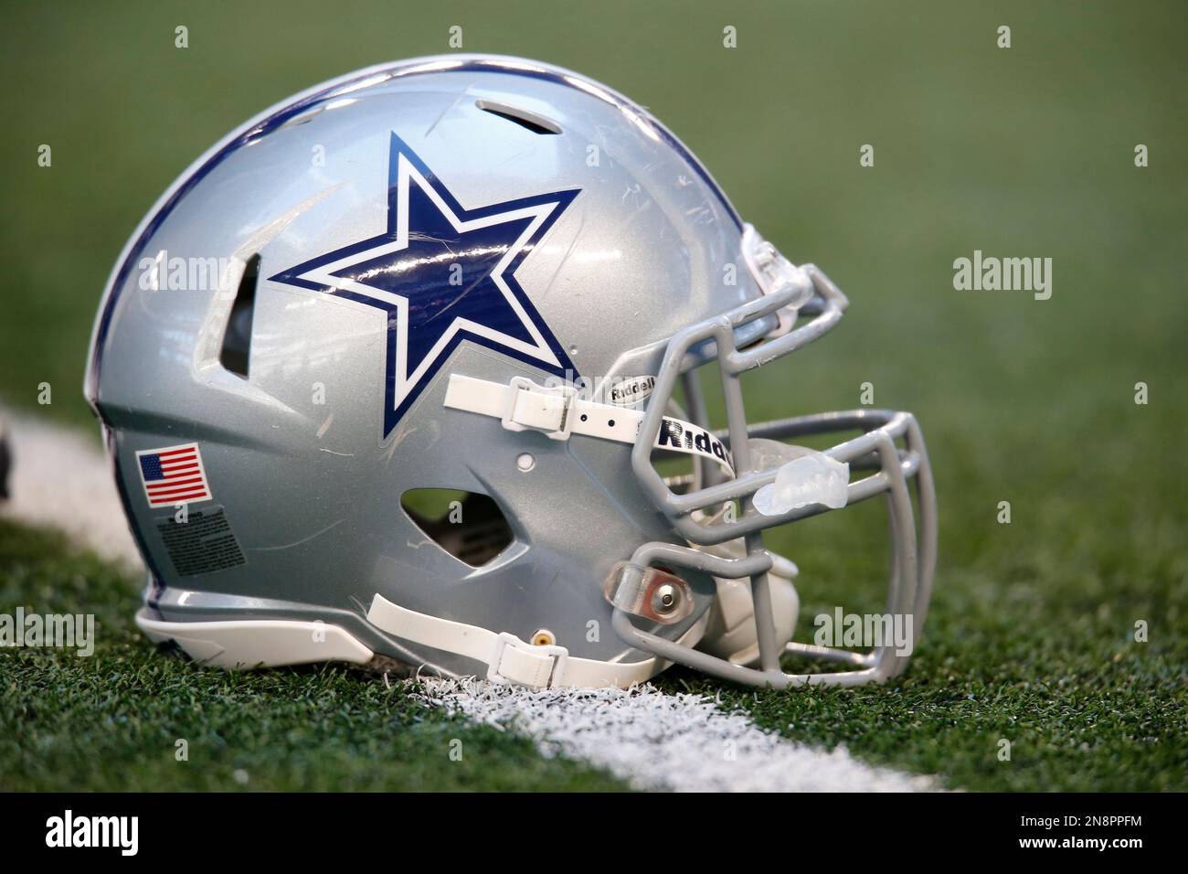 A Dallas Cowboys helmet at AT&T Stadium on November 5, 2017 in