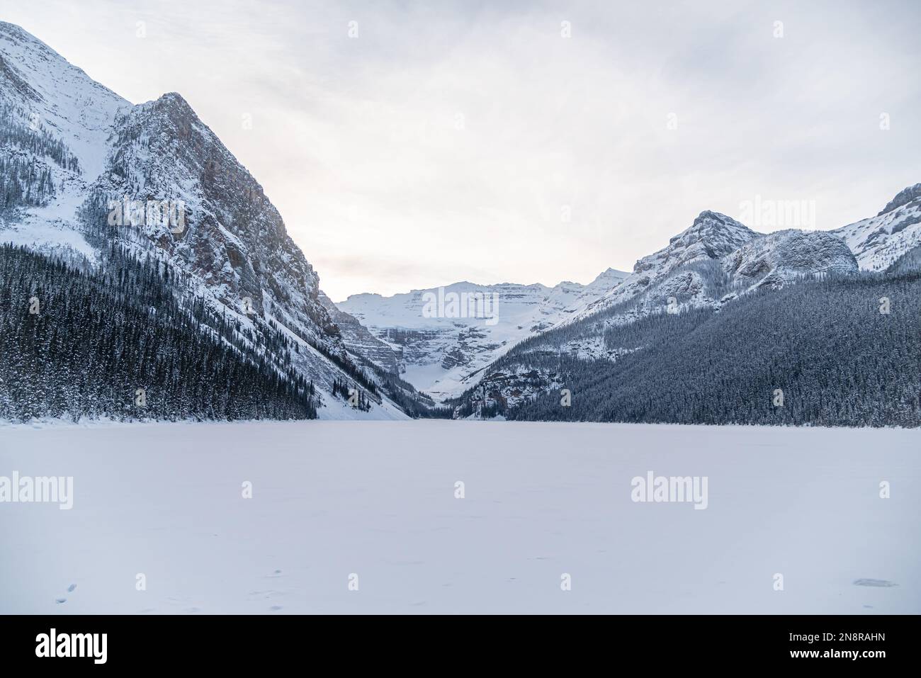 Lake Louise in Banff Park in winter time, Alberta, Canada Stock Photo ...