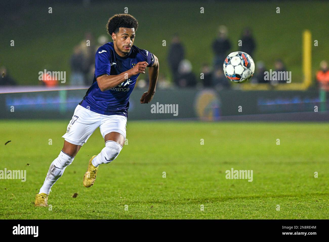 Ilay Camara (57) of RSC Anderlecht pictured during a soccer game between  KMSK Deinze and RSC Anderlecht Futures youth team during the 22 nd matchday  in the Challenger Pro League for the