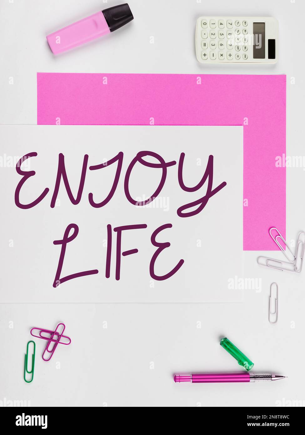 Inspiration showing sign Enjoy Life. Word Written on Any thing, place,food or person, that makes you relax and happy Stock Photo