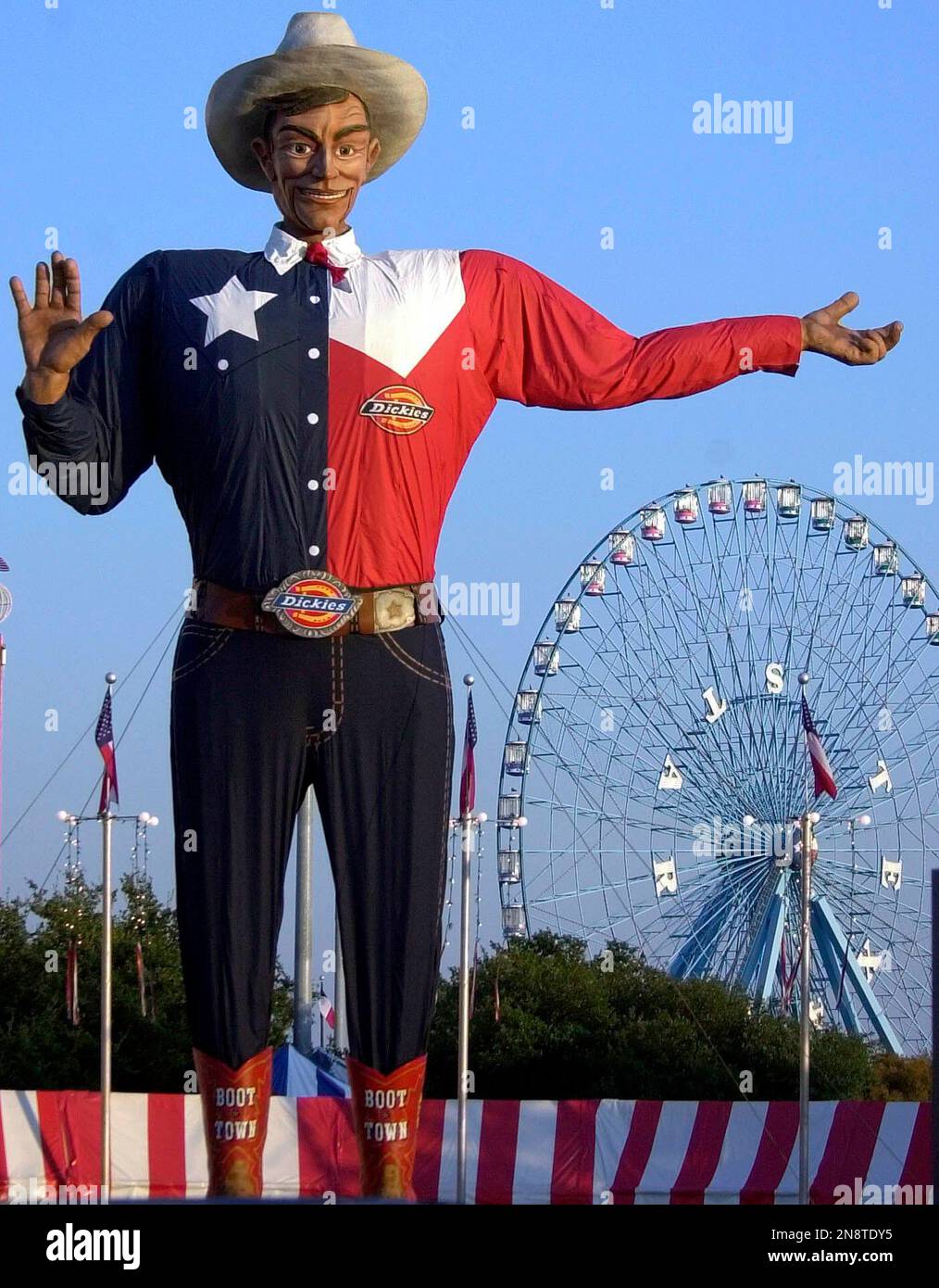 Big Tex, a 52-foot-tall, metal-and-fabric talking cowboy who