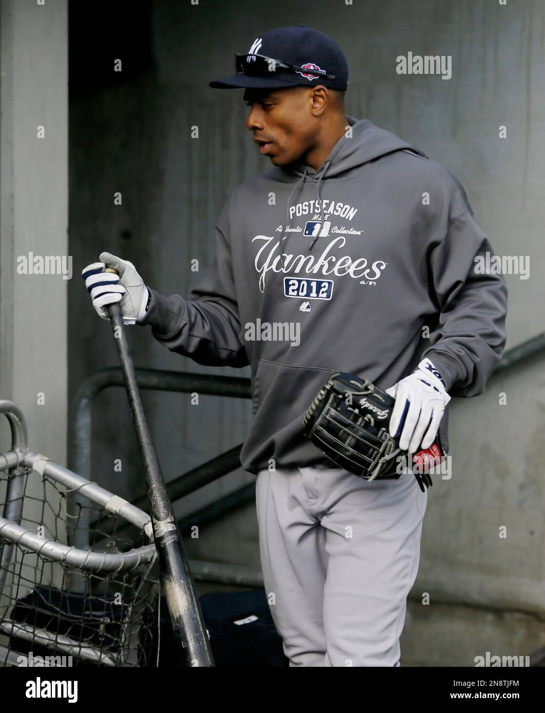 Detroit Tigers' Curtis Granderson walks off the field after the