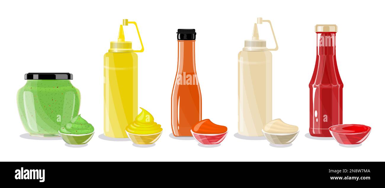 https://c8.alamy.com/comp/2N8W7MA/sauces-flat-set-with-bottles-and-dishes-of-wasabi-cheese-ketchup-mayonnaise-chili-isolated-vector-illustration-2N8W7MA.jpg