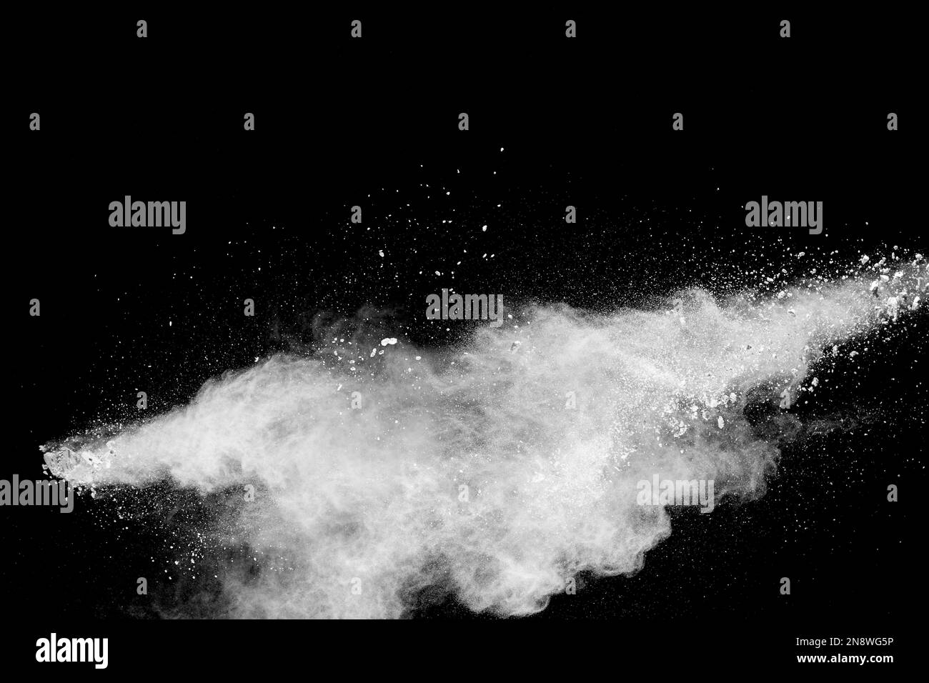 White powder explosion clouds.Freeze motion of white dust particles
