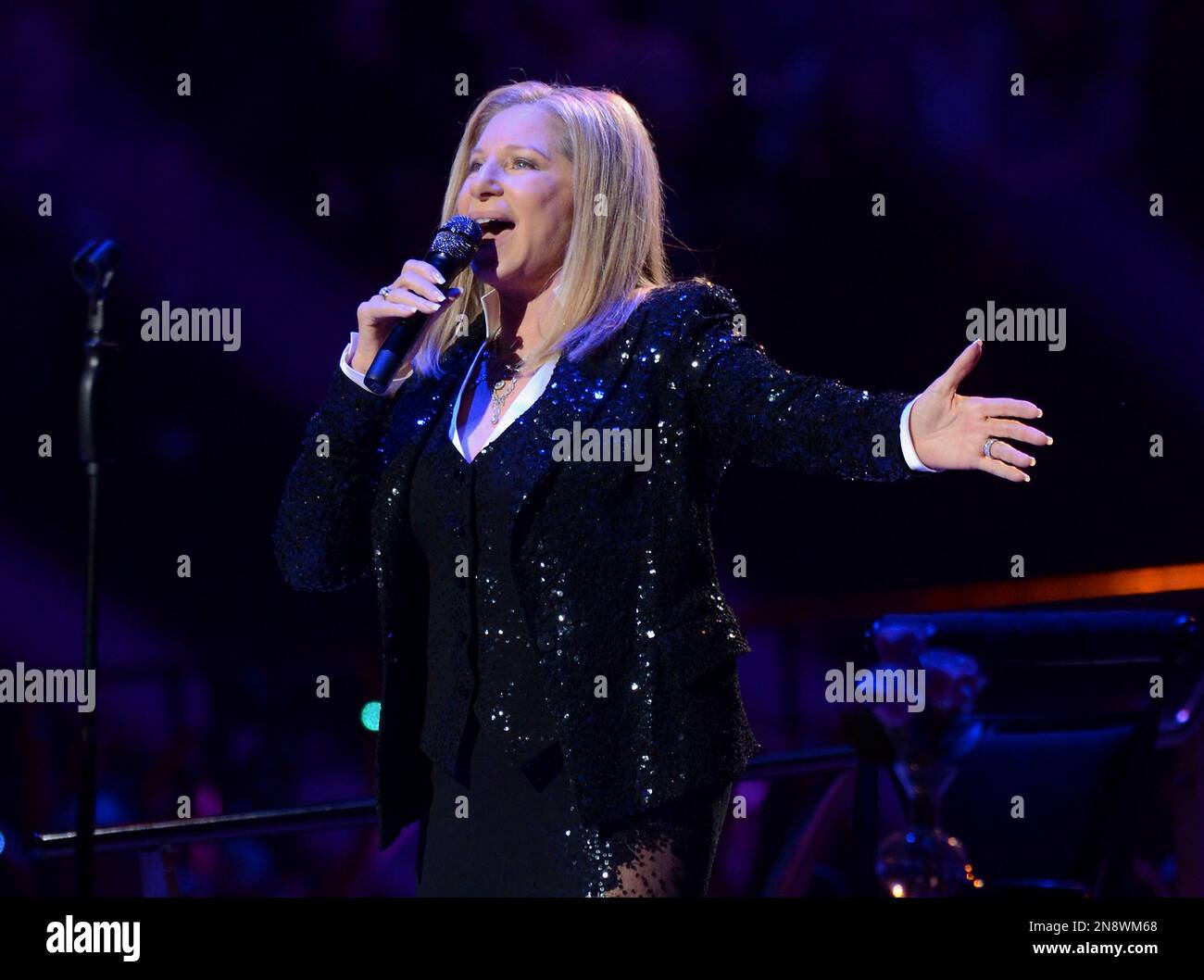 Singer Barbra Streisand kicks off her concerts at the Barclays Center in the Brooklyn borough of New York, on Thursday Oct. 11, 2012 (Photo by Evan Agostini/Invision/AP) Stock Photo