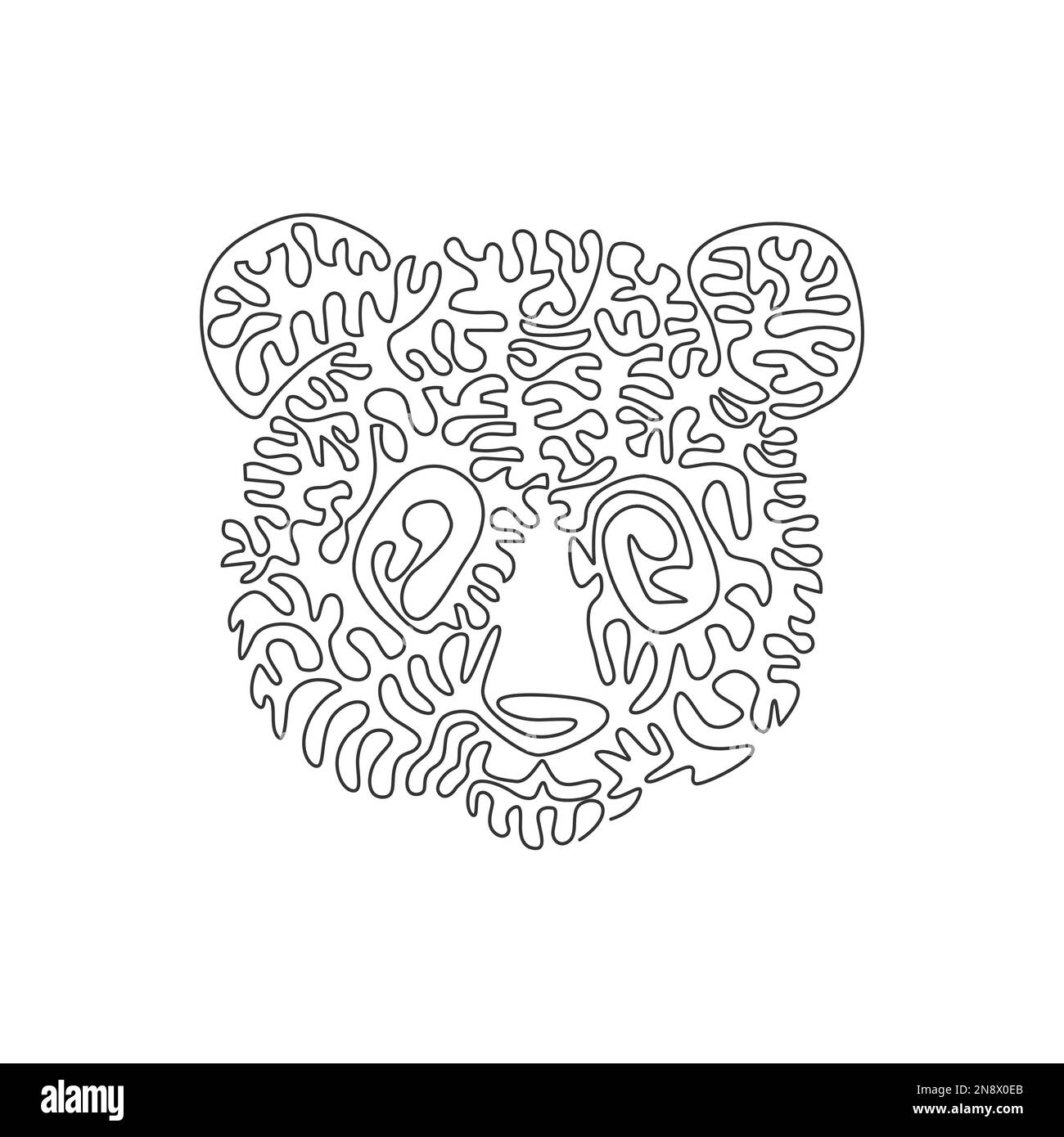Single swirl continuous line drawing of big panda abstract art. Continuous line drawing graphic design vector illustration style of adorable panda Stock Vector