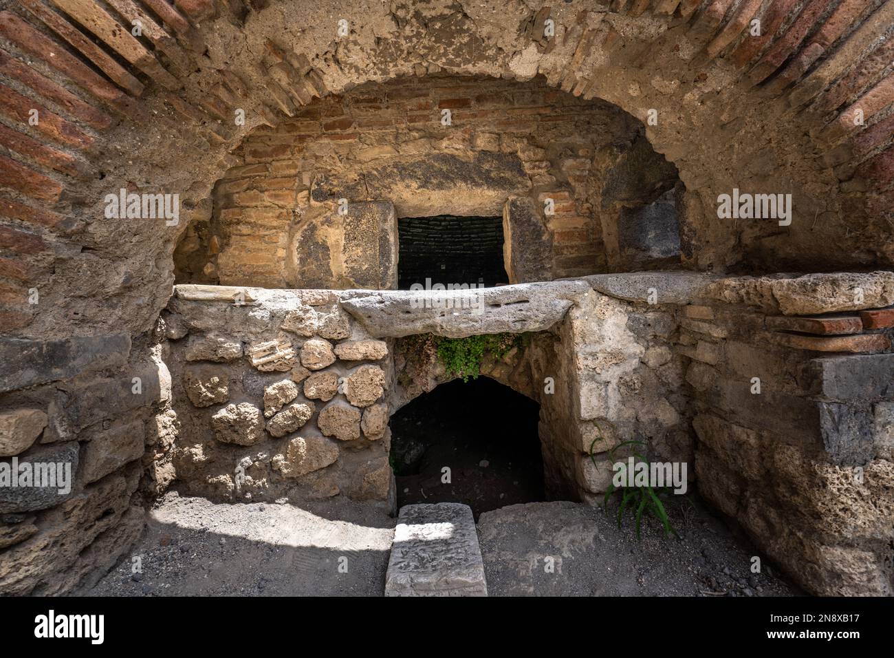 Interior of ancient Roman home in the ruins of Pompeii Stock Photo