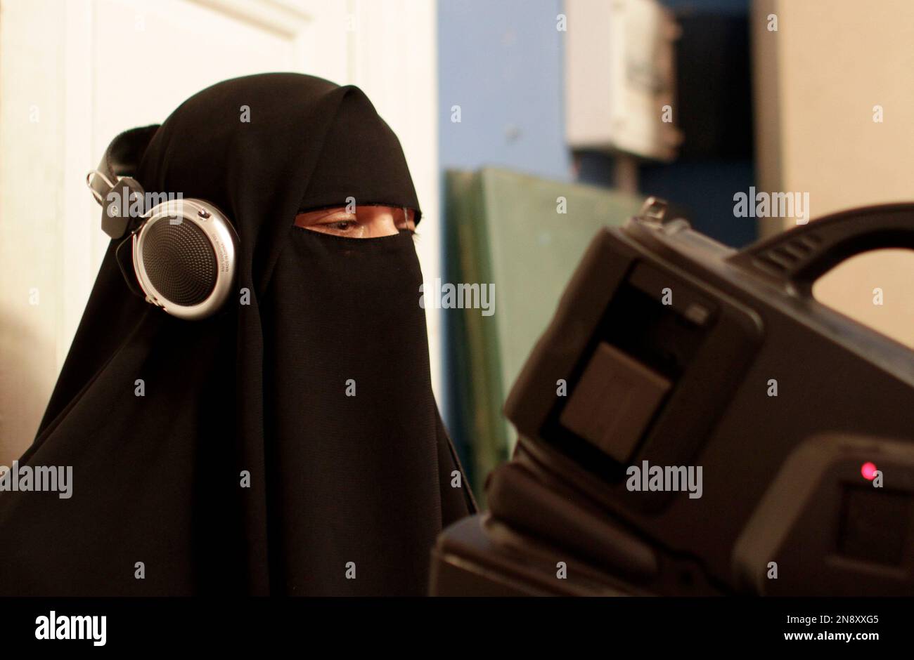 Ameera Essa, monitors the filming of a segment of a Ramadan program at the Maria Channe's studio