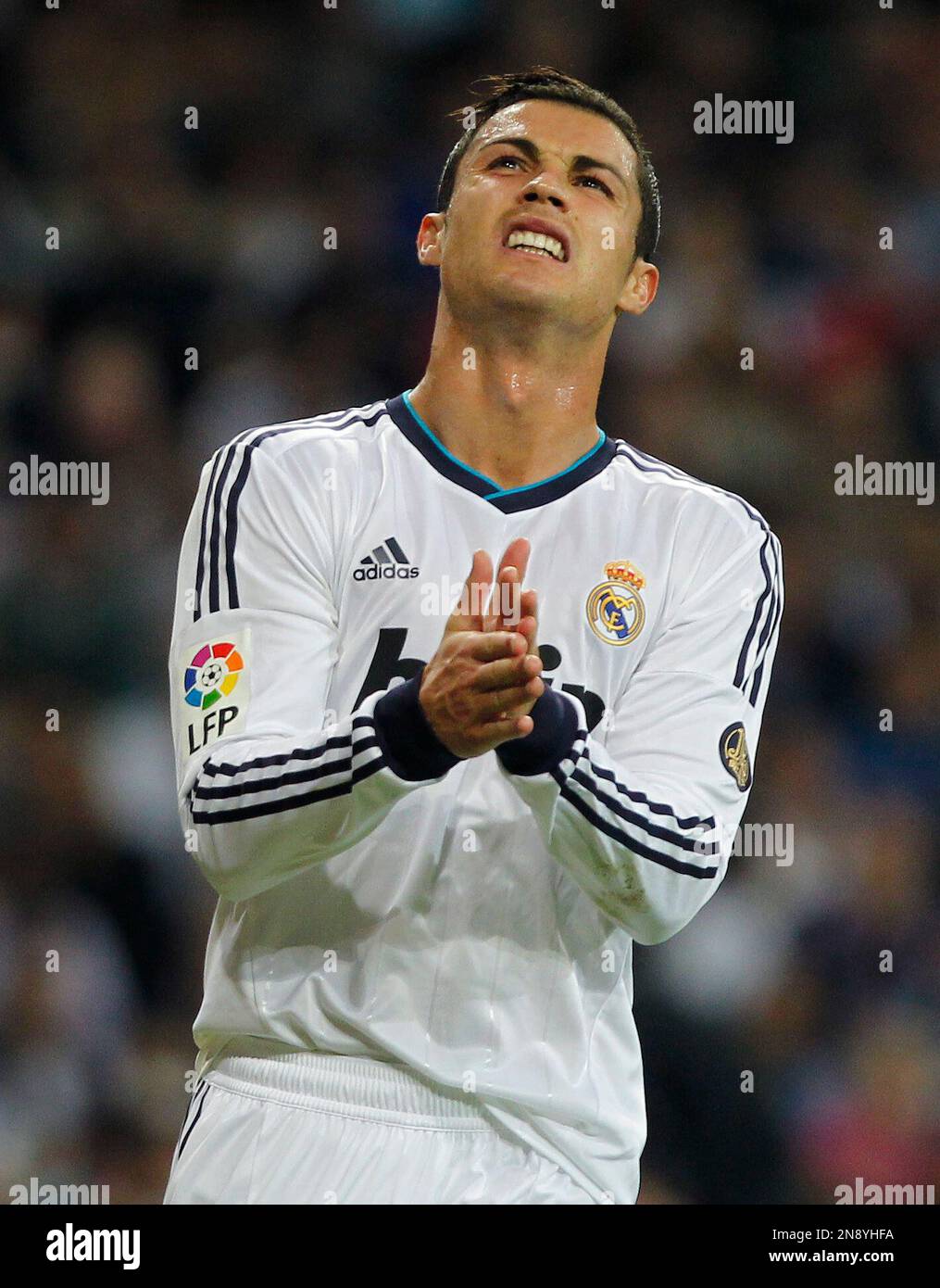 Real Madrid's Cristiano Ronaldo from Portugal gestures during a Spanish ...