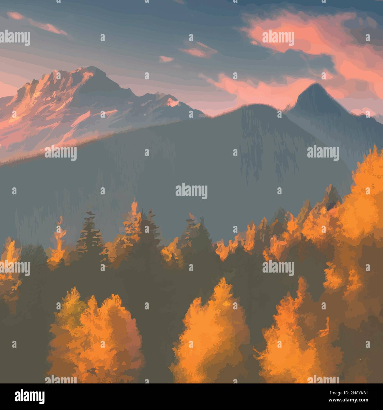 Foggy alps Stock Vector Images - Alamy