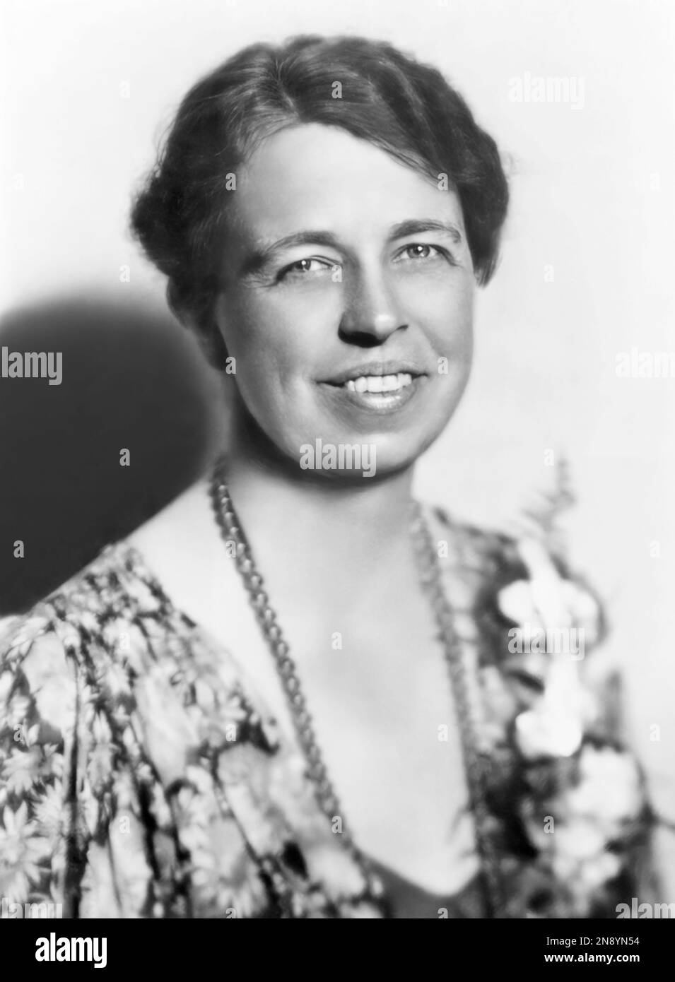 First Lady Eleanor Roosevelt (1884-1962), the longest-serving First Lady throughout her husband President Franklin D. Roosevelt's four terms in office, in a portrait from the summer of 1933. (USA) Stock Photo