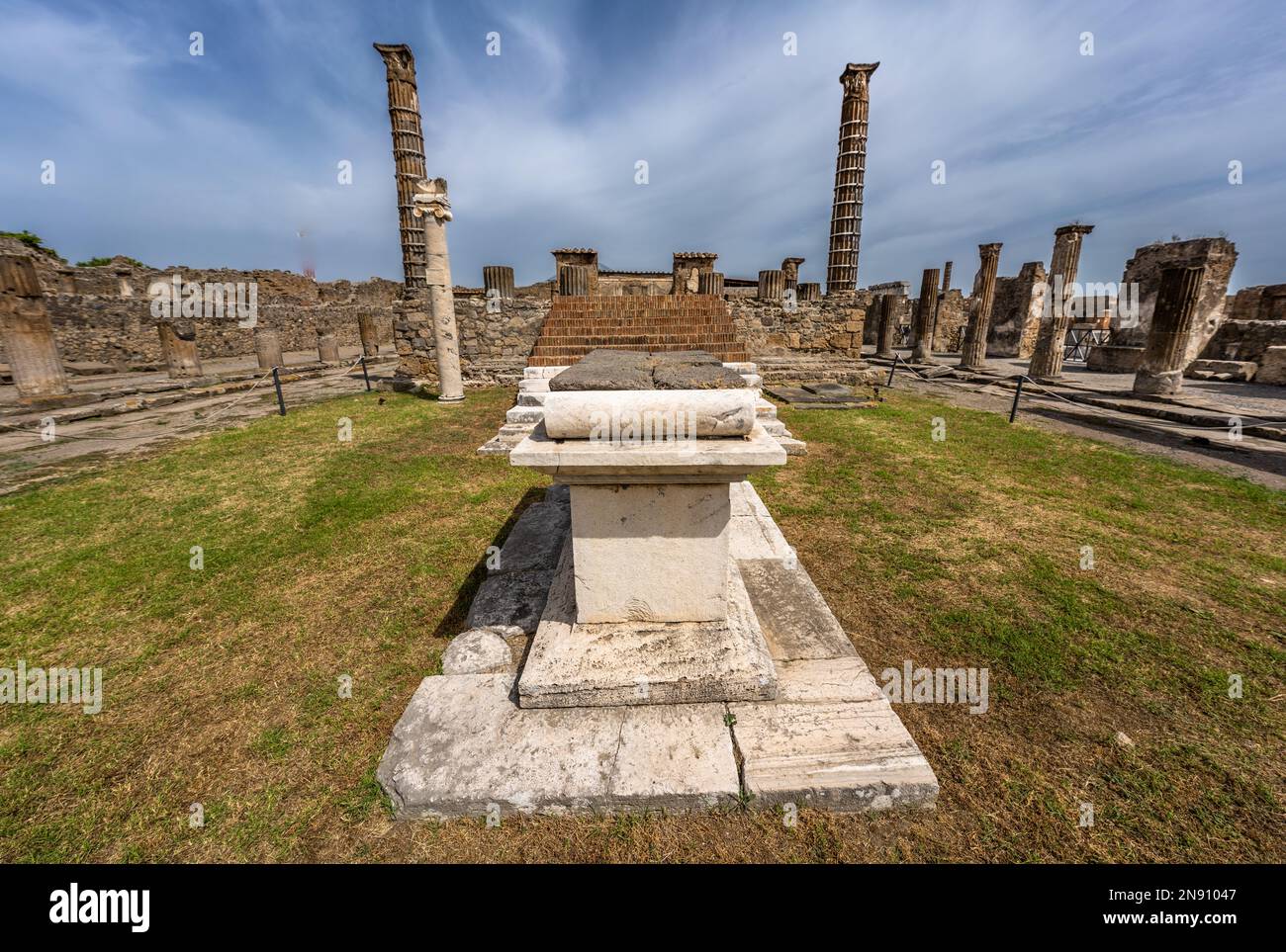 Temple of Apollo near the forum of the ancient Roman city of Pompeii Stock Photo
