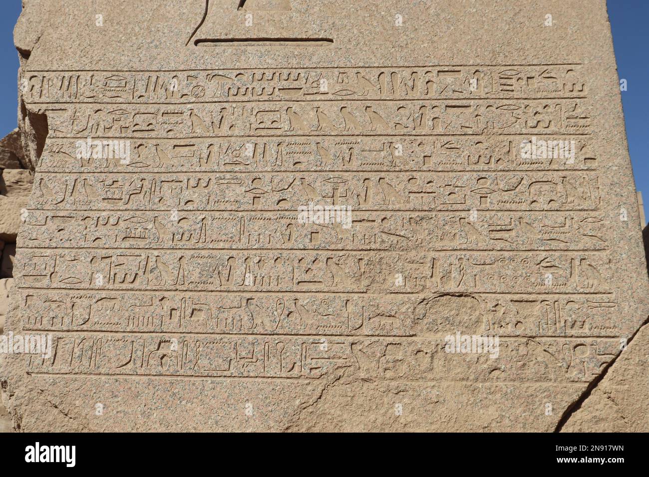 Ancient egyptian hieroglyphs carved on the walls of Karnak temple in ...