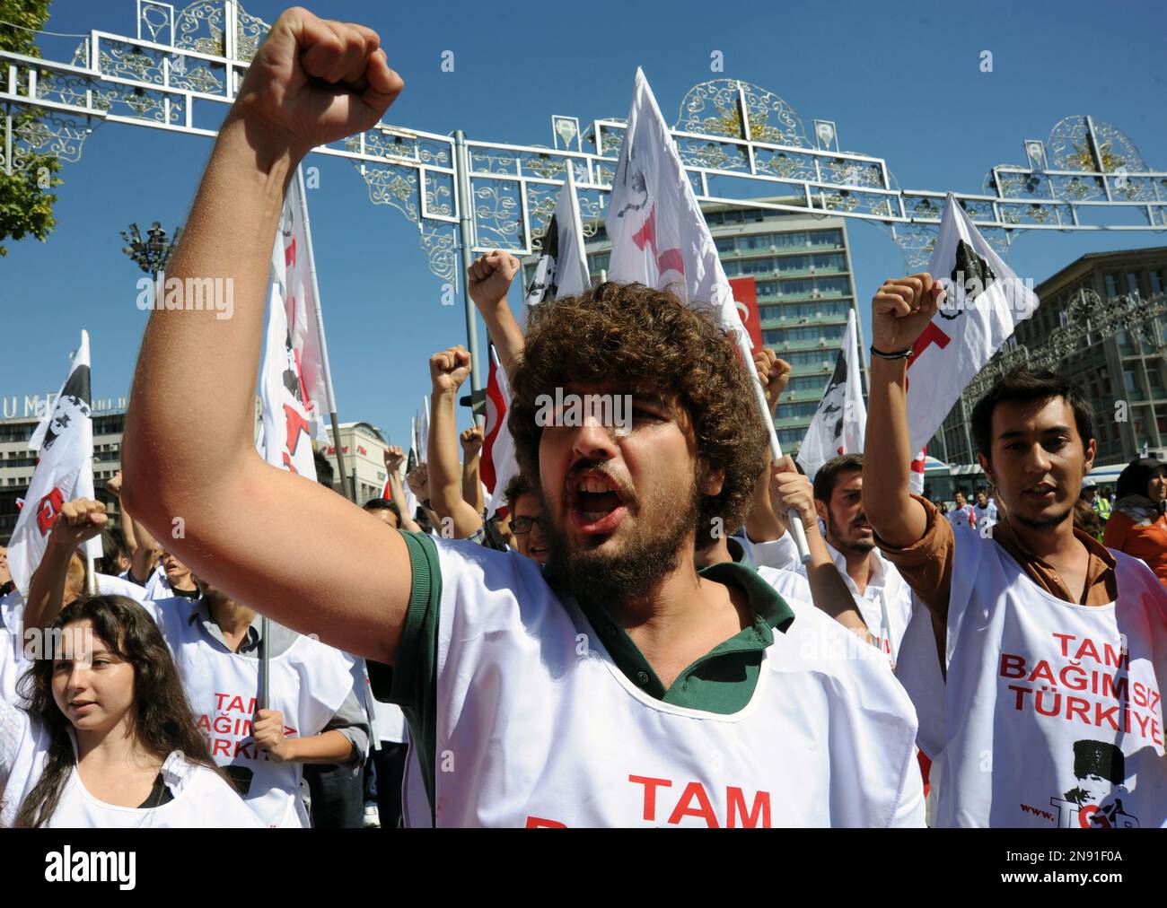 Some thousands gather Saturday Sept. 22, 2012, to protest against the ...
