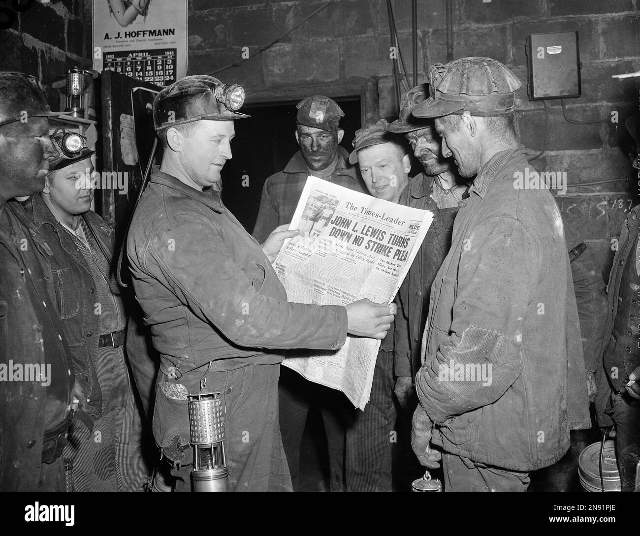 Miners at Mine No. 3 of the Rail and River Corp. in Bellaire, Ohio