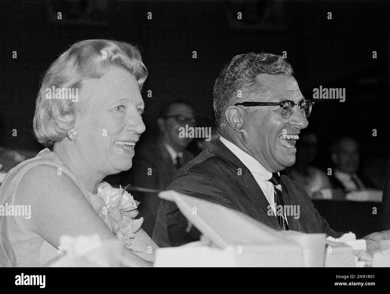 Vince Lombardi and his wife Marie Lombardi share spotlight at dinner
