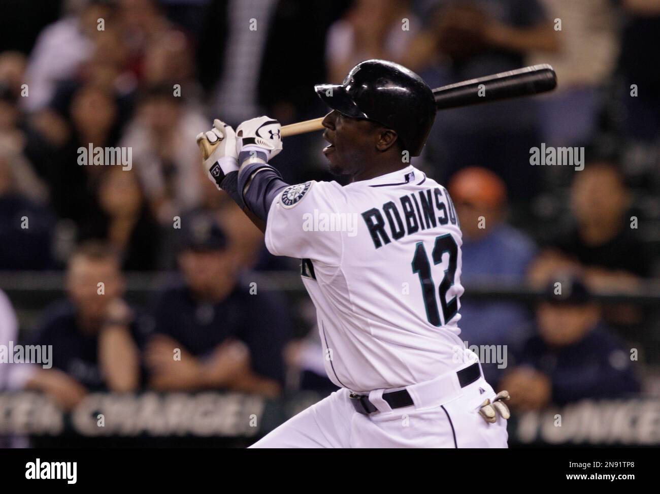 Seattle Mariners' Trayvon Robinson is shown during a baseball game