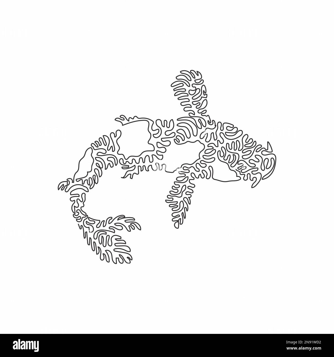 Single one line drawing of exotic koi fish. Continuous line draw graphic design vector illustration of beautiful koi fish for icon, symbo Stock Vector