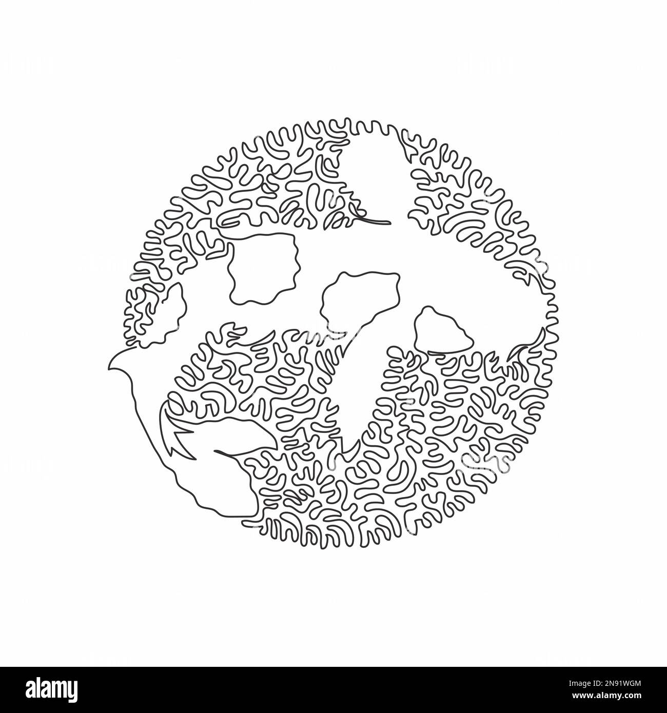 Continuous curve one line drawing of adorable koi. Single line editable stroke vector illustration of graceful koi unique Stock Vector
