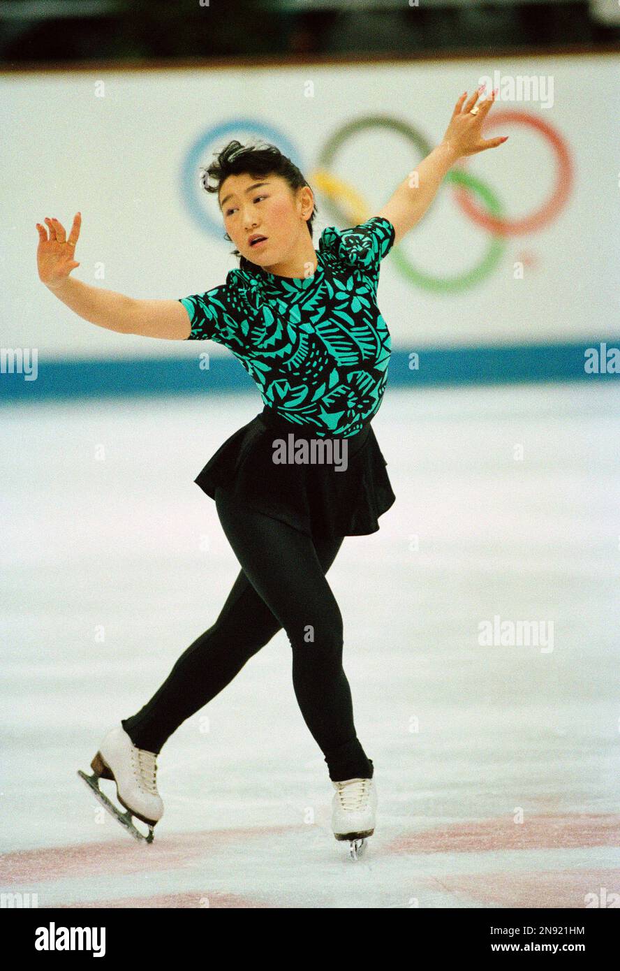 Japanese Figure skater Midori Ito practises her routine in Albertville