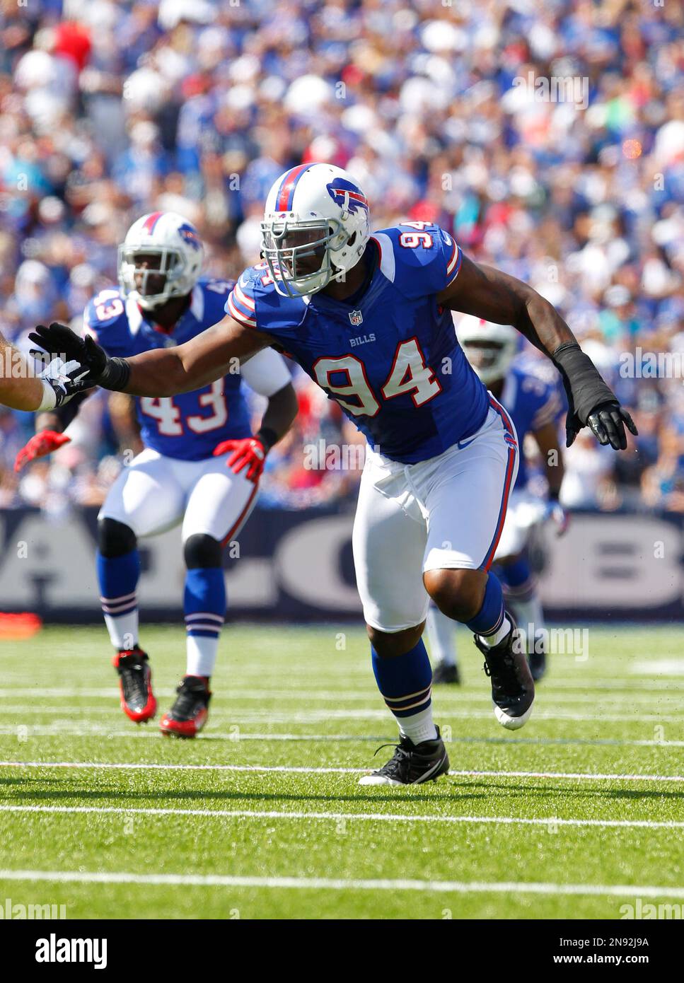 Buffalo Bills' Mario Williams (94) against the Kansas City Chiefs during  the first half of an NFL football game in Orchard Park, N.Y., Sunday, Sept.  16, 2012. (AP Photo/Bill Wippert Stock Photo - Alamy