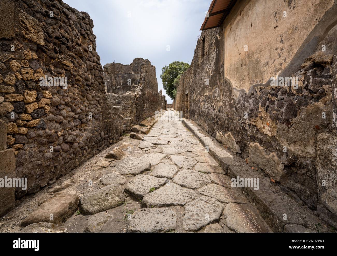 Streets of of the ancient ruined city of Pompeii Stock Photo