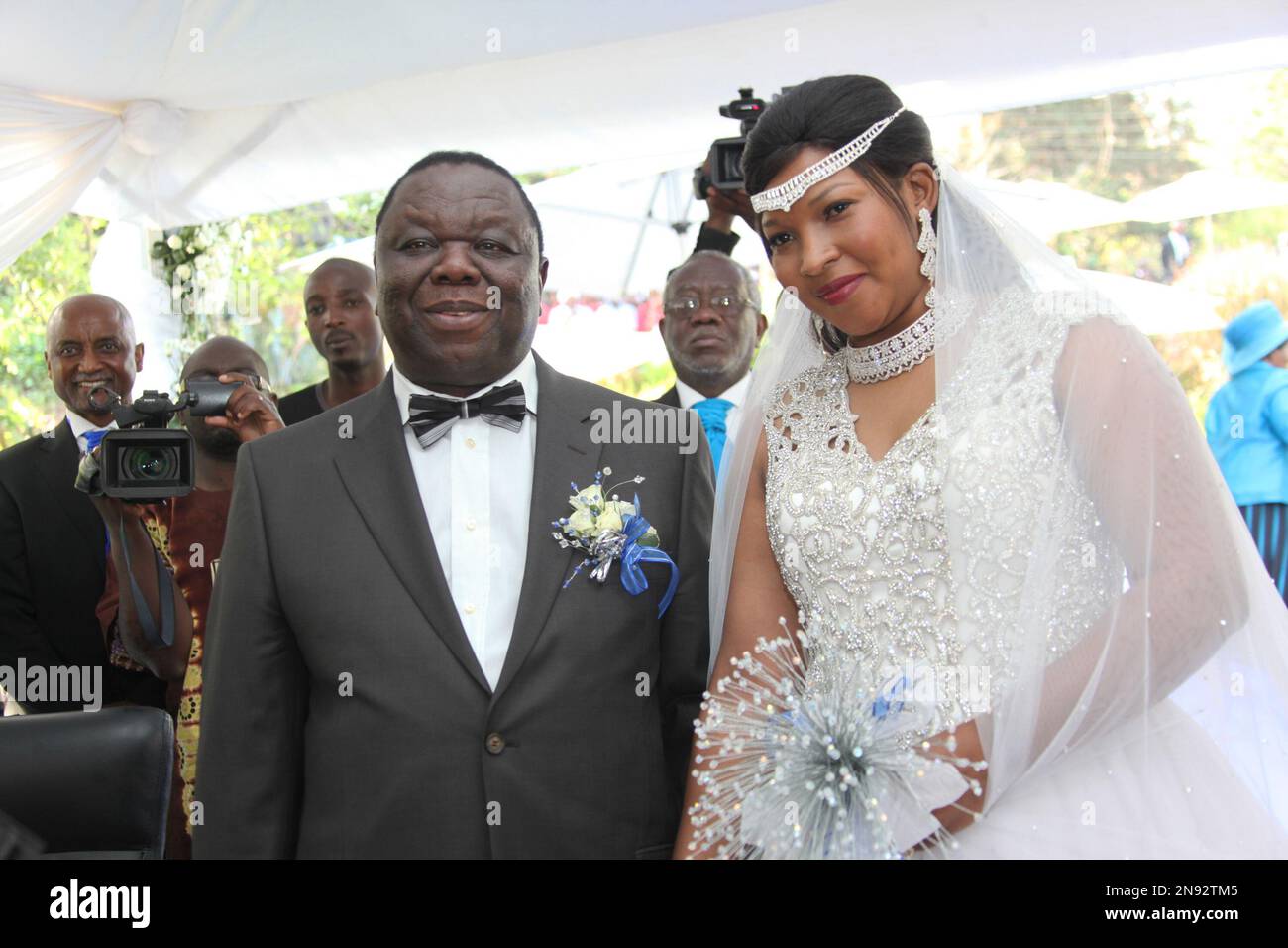 Zimbabwean Prime Minister Morgan Tsvangirai Left Is Seen With His