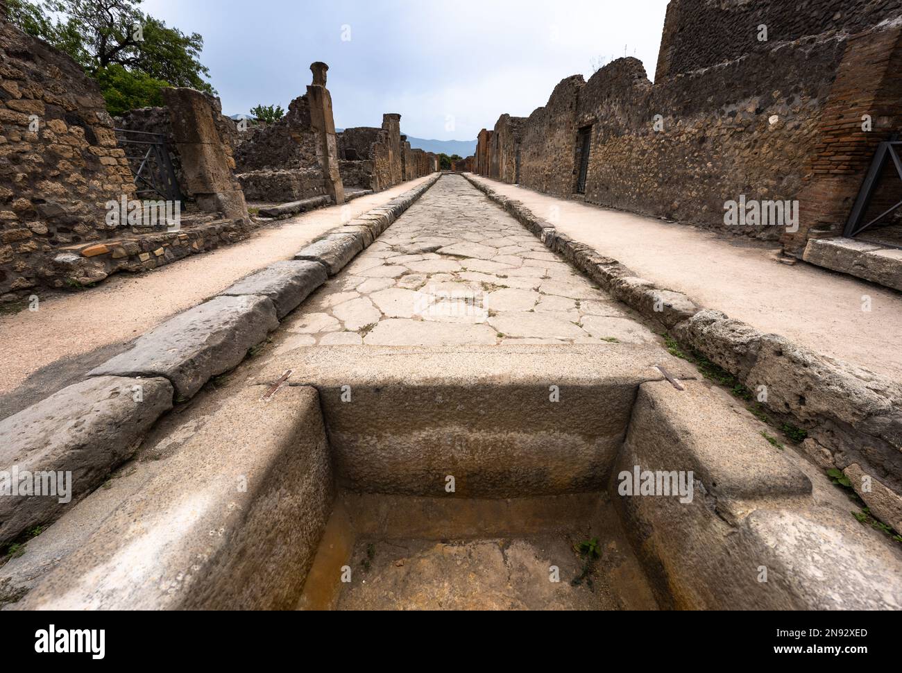 Street in the ruins of the ancient Roman city of Pompeii Stock Photo